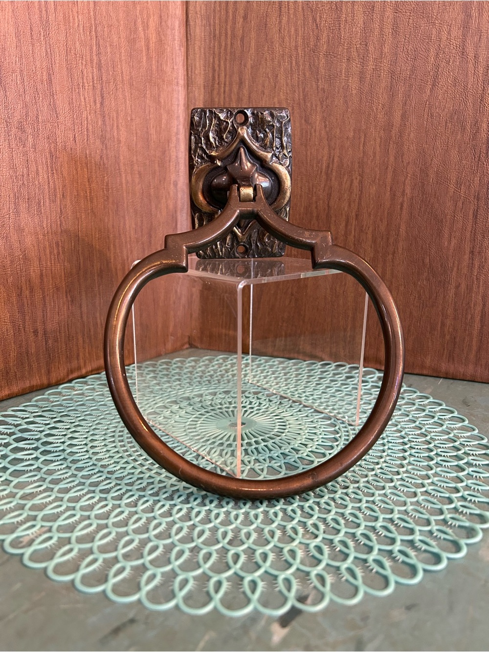 Vintage Amerock towel ring bathroom antique brass carriage house